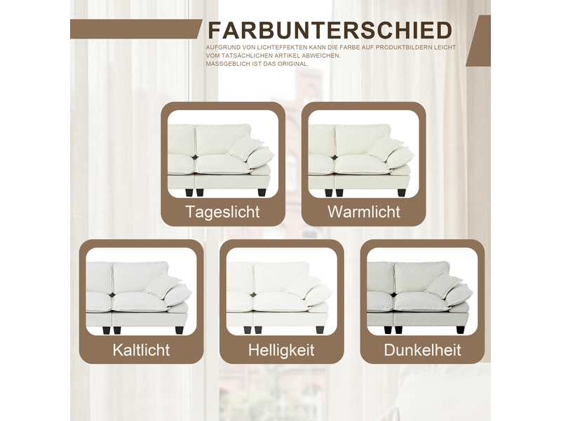  Canapé modulable, canapé 2 places; en chenille, avec accoudoirs, beige  - Conforama W