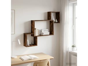 Étagère flottante, étagère suspendue montage mural chêne fumé 91,5 x 15 x 76 cm cf42496