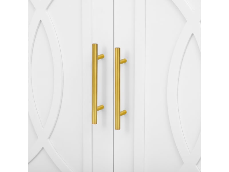  Buffet haut avec 2 portes, 3 niches, étagère réglable et led, pour salle à manger, blanc, 76,2 × 40,1 × 180 cm  - Conforama E