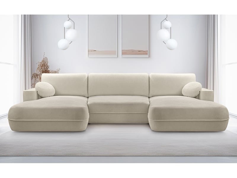  Canapé d’angle en u avec fonction lit peoni 364 cm beige Peoni - Conforama B