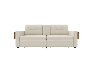 Canapé droit convertible EVRYAE 2 places Tissu beige avec coffre de rangement