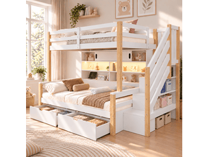 Lit superposé 2x90x200 cm <strong>MODENVIE</strong> <strong></strong> coloris bicolore