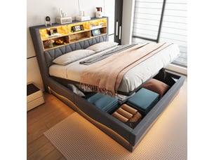 Lit coffre 180x200 cm MEULVA   coloris gris