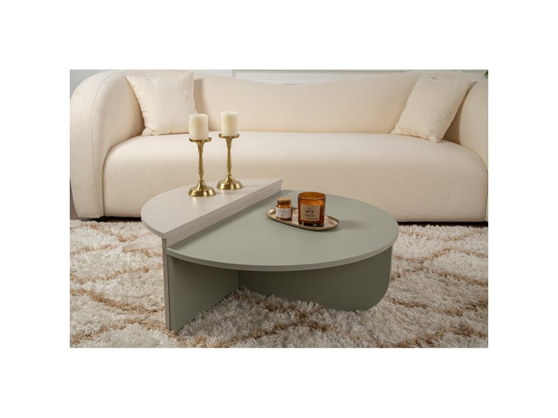  Tables basses gigognes en bois mdf mélaminé vert cendré et grès 90 x 60 x 30 cm lot de 2  - Conforama B
