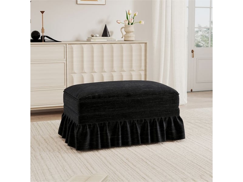  Tabouret en chenille - noir - chenille douce et épaisse - dimensions 90x56,5x49 cm - poids 13 kg  - Conforama D