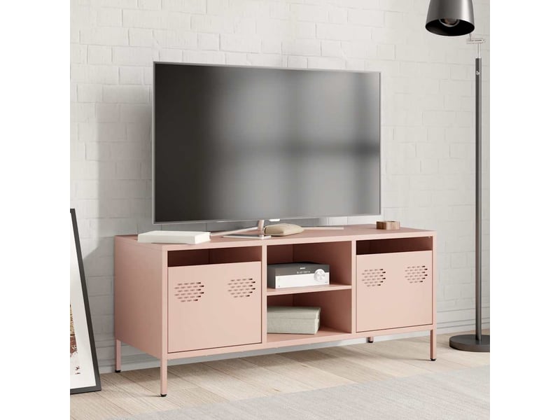  Meuble tv - banc tv - meuble de rangement rose 101,5x39x43,5 cm acier laminé à froid  - Conforama C