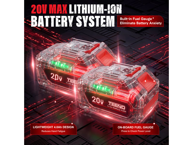  Outil multifonction oscillant 20v, 2*4.0a batteries, brushless outil multifonction sans fil avec 6 vitesses variables, 8500-21000rpm, chargeur, angle oscillant 4°  - Conforama B