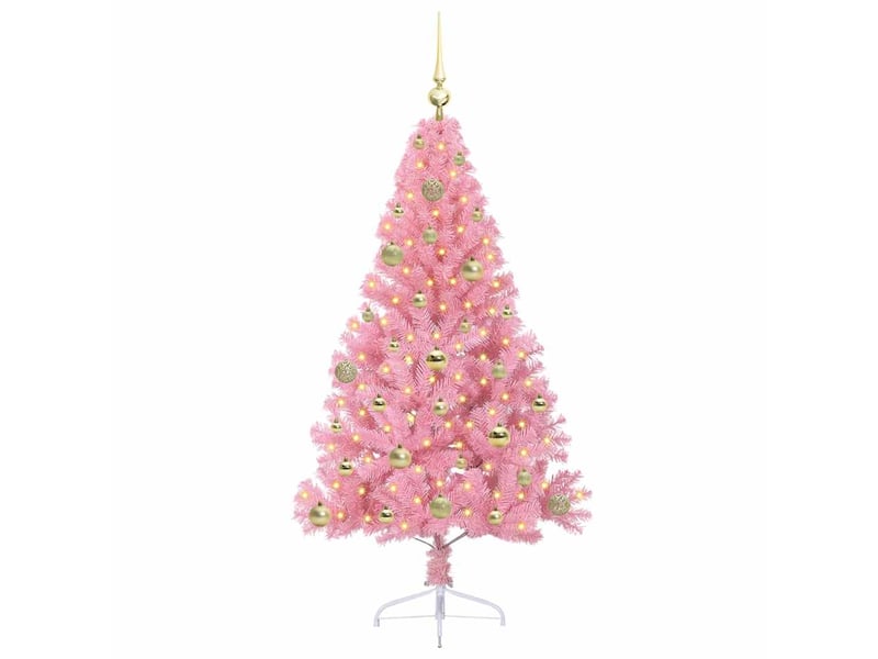  Sapin de noël artificiel, arbre de noël pré-éclairé rose 150 cm pvc shl790  - Conforama C