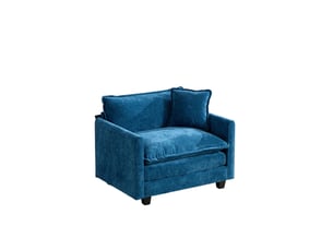 Canapé cloud une place (pouf non inclus), canapé d'angle moderne, idéal pour le salon, la chambre et l'appartement, coussin d'assise double couche confortable, tissu chenille respirant, bleu, de5011bl