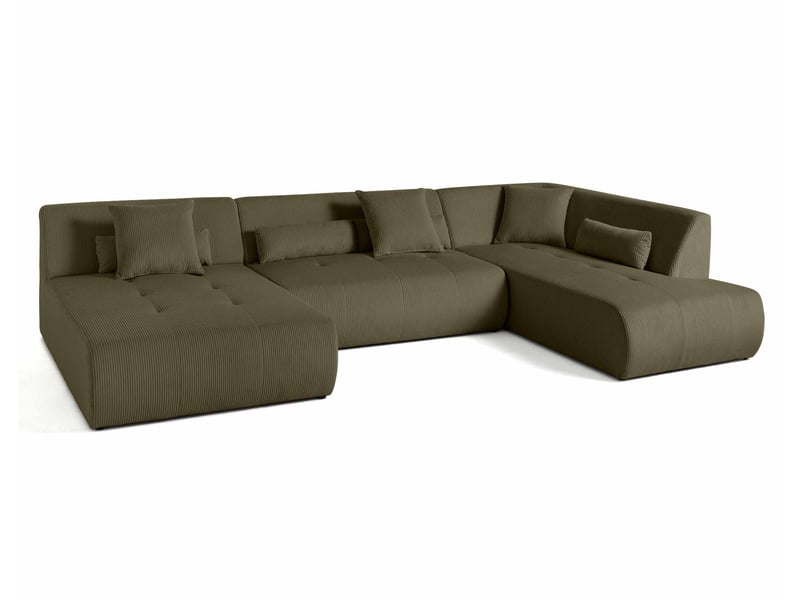  Onyx - canapé panoramique modulable d'angle droit 7 places - en velours côtelé - lisa design - vert ONYX - Conforama E