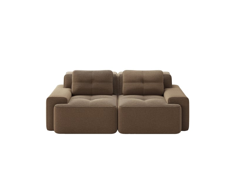  Canapé modulable 2 places sans armature, velours côtelé effet nuage, assise profonde, 69 × 204 × 104 cm, marron  - Conforama A