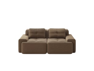 Canapé modulable 2 places sans armature, velours côtelé effet nuage, assise profonde, 69 × 204 × 104 cm, marron
