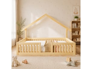Lit cabane 90x200 cm <strong>WISHDOR</strong> <strong></strong> coloris naturel