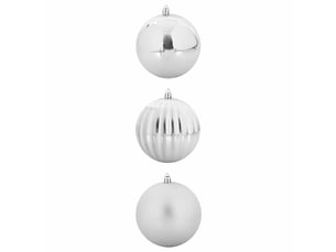 Ensemble de boules de noël xxl 3 pc argenté ø 25 cm plastique cf61864