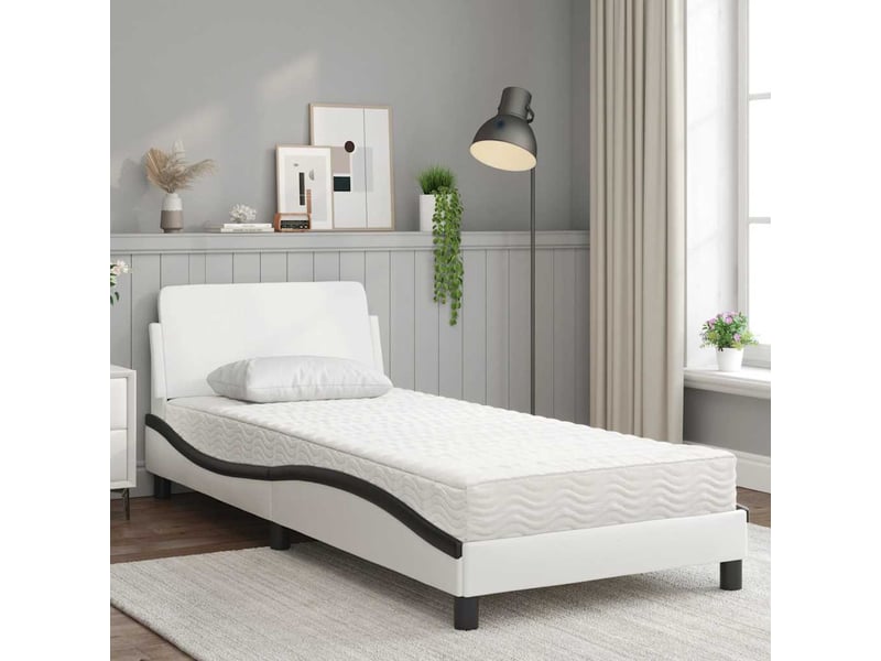  Lit simple- lit adulte -  lit avec matelas dover blanc et noir 80x200 cm similicuir  - Conforama B