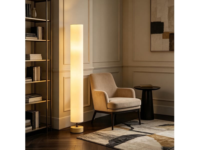  Lampadaire 15x15x120 cm interrupteur au pied bois beige  - Conforama B