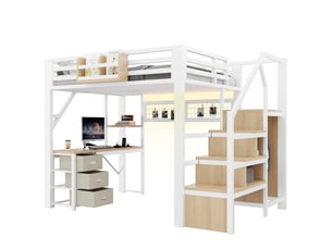 Lit mezzanine 140x200 cm <strong></strong>  <strong>Radiant Stride</strong> coloris blanc