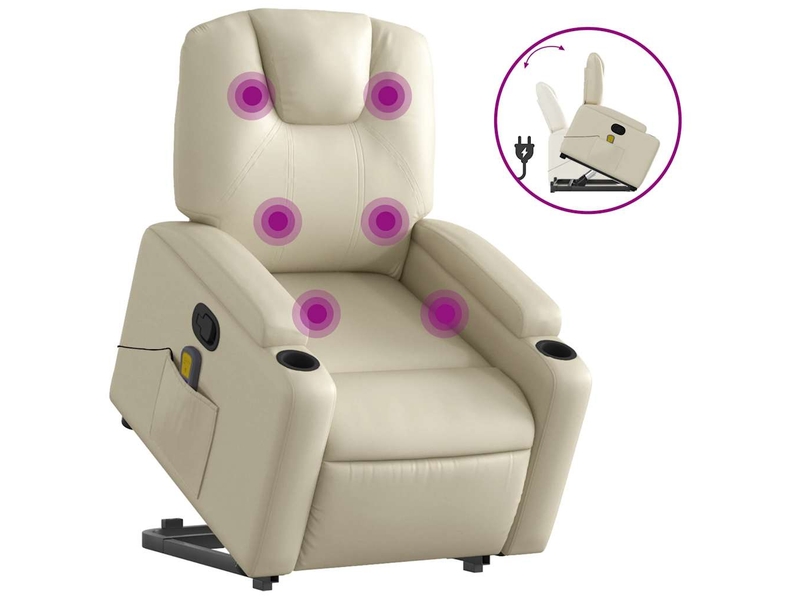 Fauteuil inclinable de massage, fauteuil relax crème similicuir shl86015 - Conforama A