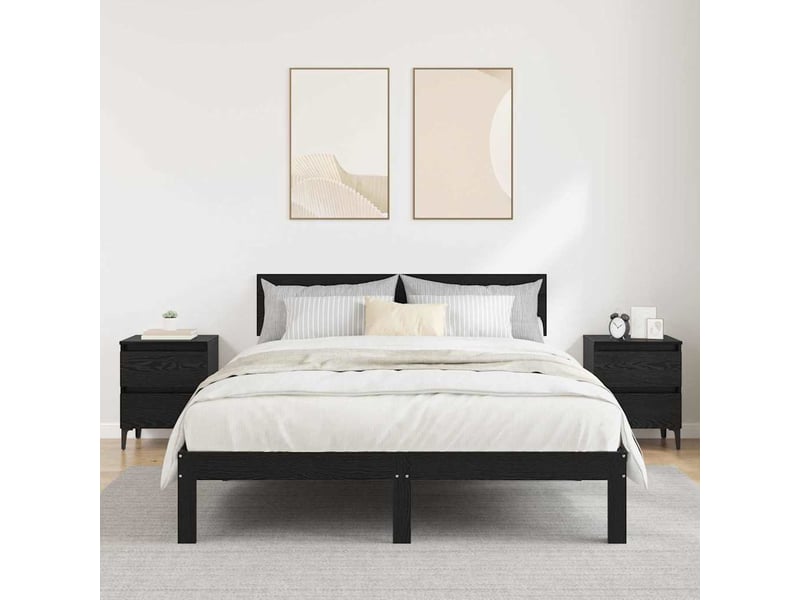  Table de chevet 2 pièces chêne noir 40 x 35 x 50 cm  - Conforama B