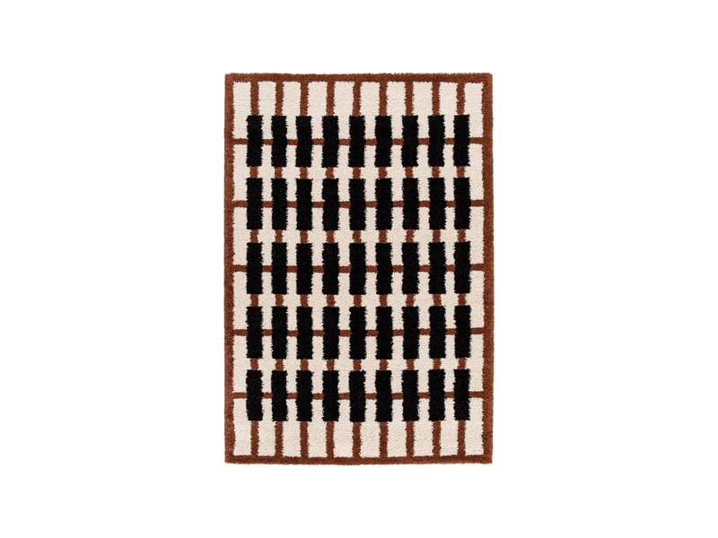  Tapis intérieur motif géométrique crème. Terracotta et noir 160 x 230cm - juno  - Conforama A