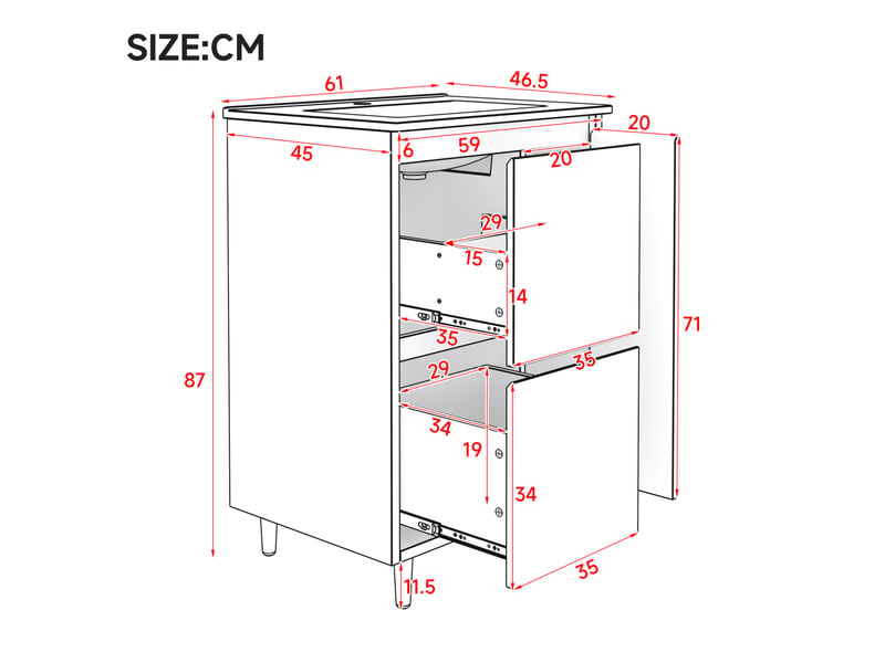  Meuble sous lavabo sur pied 61x46,5x87 cm avec vasque intégrée blanc  - Conforama C