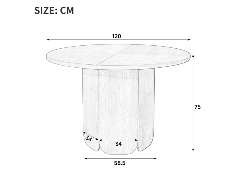  Table à manger ronde ø 120 cm, teinte noyer  - Conforama C