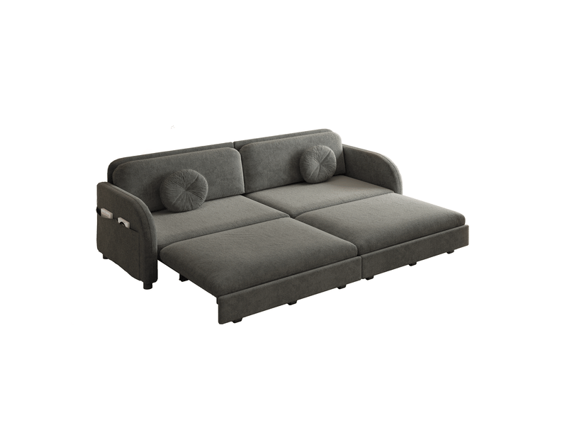  Canapé convertible 3 places gris en chenille avec couchage 190 x 200 cm Fay Lum - Conforama A