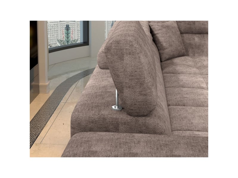  Canapé d'angle convertible palazzo 4 places marron – angle gauche avec coffre  - Conforama E