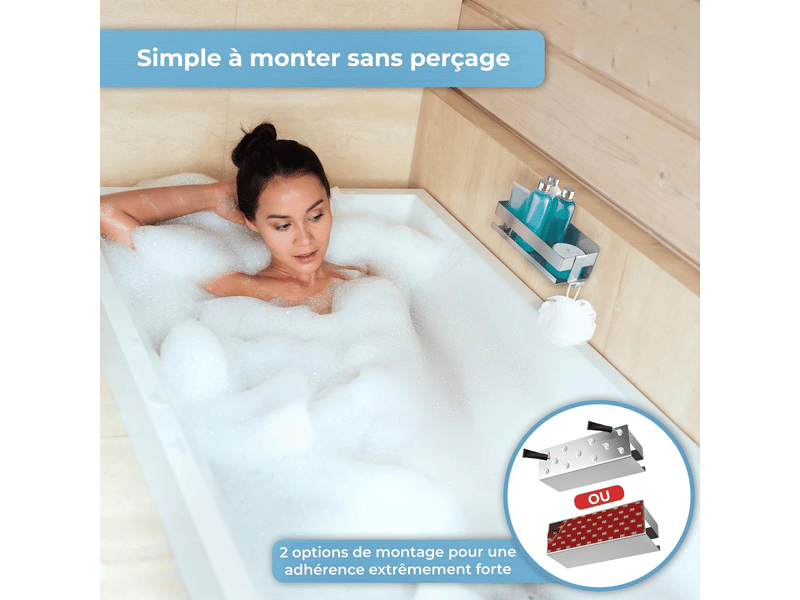  Étagère de douche étagère de salle de bain sans perçage - fixation sécurisée - acier inoxydable s304  - Conforama D