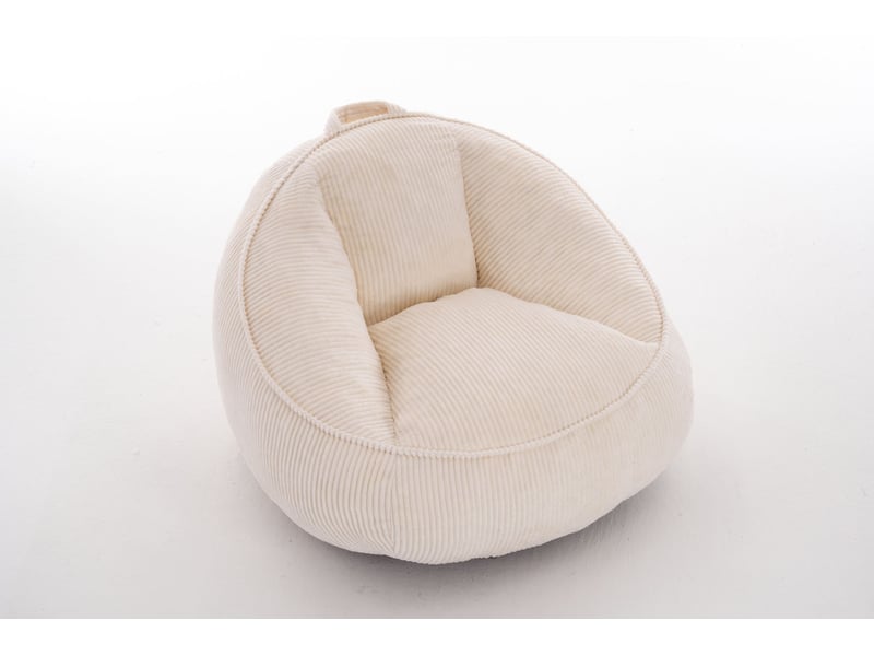  Fauteuil pouf avec dossier ergonomique et mousse à mémoire de forme, en velours côtelé beige, 90 × 90 × 59 cm  - Conforama A