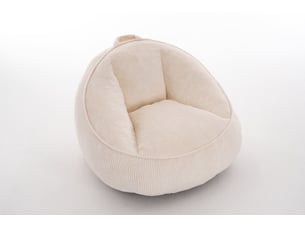Fauteuil pouf avec dossier ergonomique et mousse à mémoire de forme, en velours côtelé beige, 90 × 90 × 59 cm