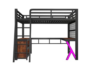 Lit mezzanine 140x200 cm <strong></strong>  <strong></strong> coloris noir