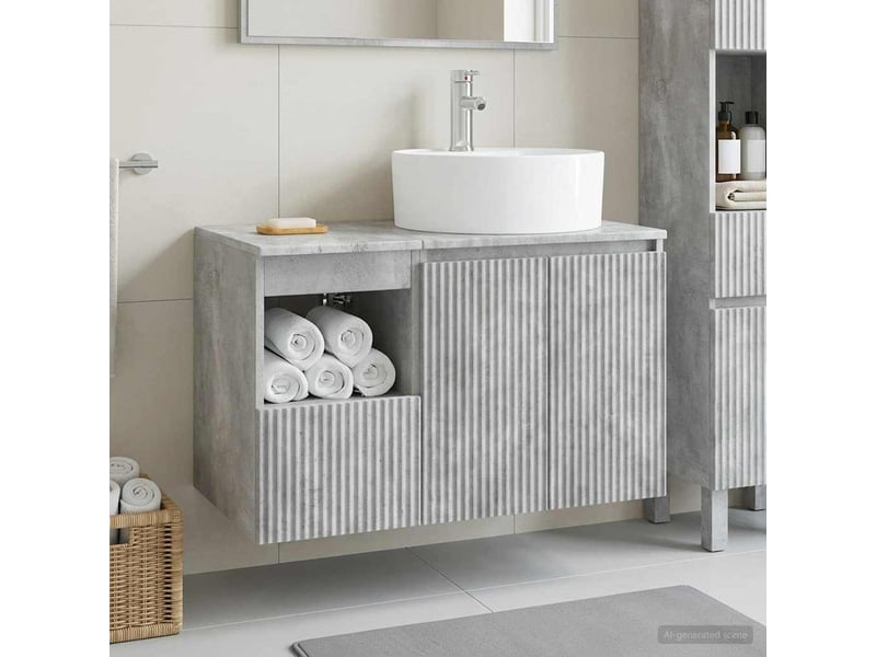 Ensemble de mobilier de salle de bain 2 pc gris béton cf64154 - Conforama B