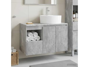 Ensemble de mobilier de salle de bain 2 pc gris béton cf64154