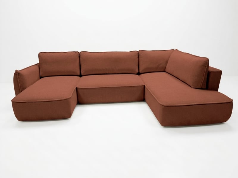  Bobochic canapé d'angle panoramique convertible esmee tissu chenille orange  angle gauche ESMEE - Conforama A