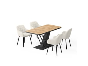 Vicco ensemble de table à manger, chêne de force dorénoir, 120x80cm avec 4 chaises de salle à manger