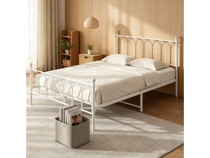 Lit simple 140x200 cm <strong>TCQPZ</strong>  <strong></strong> coloris blanc