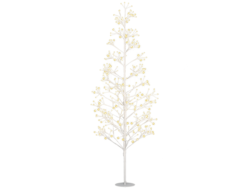  Sapin de noël artificiel avec 384 lumières led blanches et branches flexibles, en polypropylène et acier, ø20 x 180 cm, blanc  - Conforama A