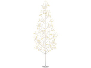 Sapin de noël artificiel avec 384 lumières led blanches et branches flexibles, en polypropylène et acier, ø20 x 180 cm, blanc