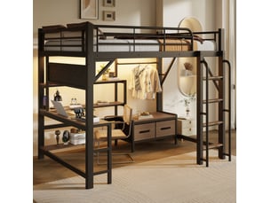 Lit mezzanine 140x200 cm <strong>COVREO </strong>  <strong></strong> coloris noir