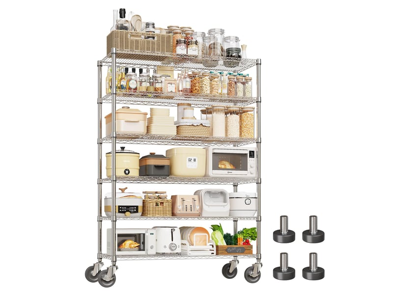  Rayonnage métallique étagère chromée ultra-résistante 6 niveaux, 4 roulettes, 119x46x180cm, cuisine garage cellier bureau pro PHK_3AFQRKLW - Conforama A