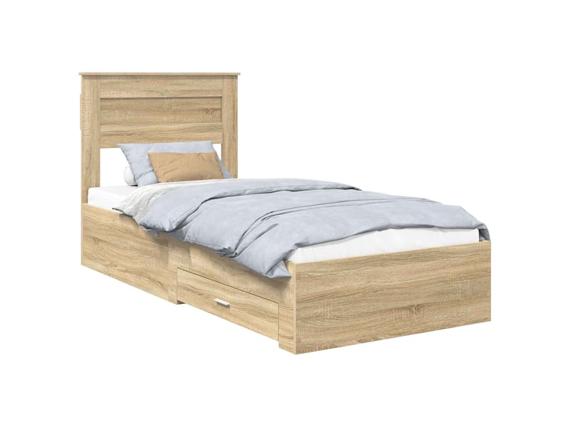  Lit simple- lit adulte -  cadre de lit chêne sonoma 100 x 200 cm bois d'ingénierie  - Conforama A