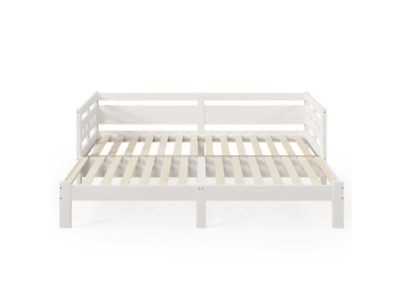 Lit gigogne blanc en bois massif avec structure extensible  - Conforama A