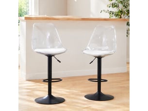 tabouret de bar assise réglable en hauteur <strong>HAUSS SPOLE</strong> - transparent hauteur d'assise 60 cm vendu Par paire
