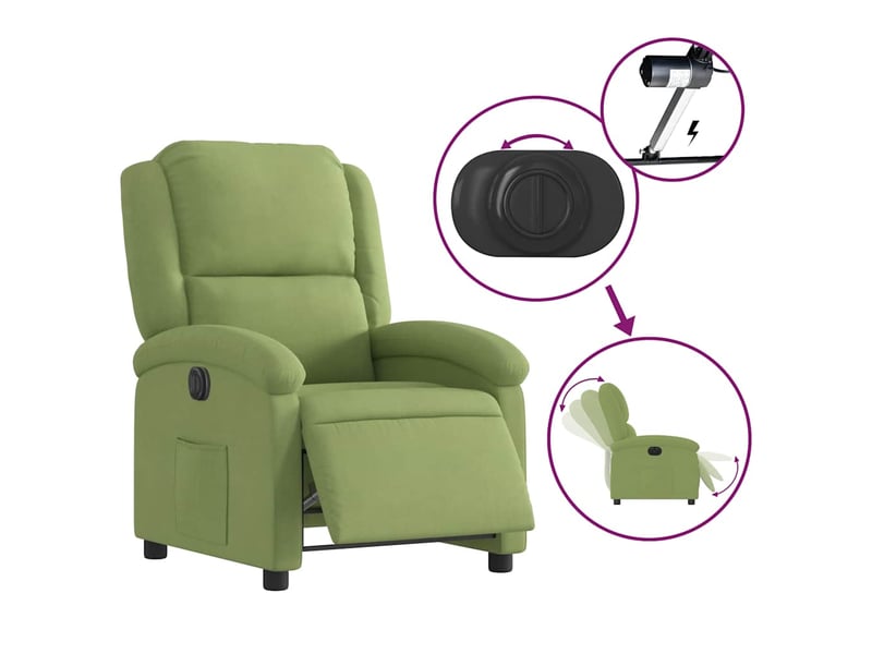  Fauteuil relax - fauteuil inclinable électrique vert clair velours  - Conforama E