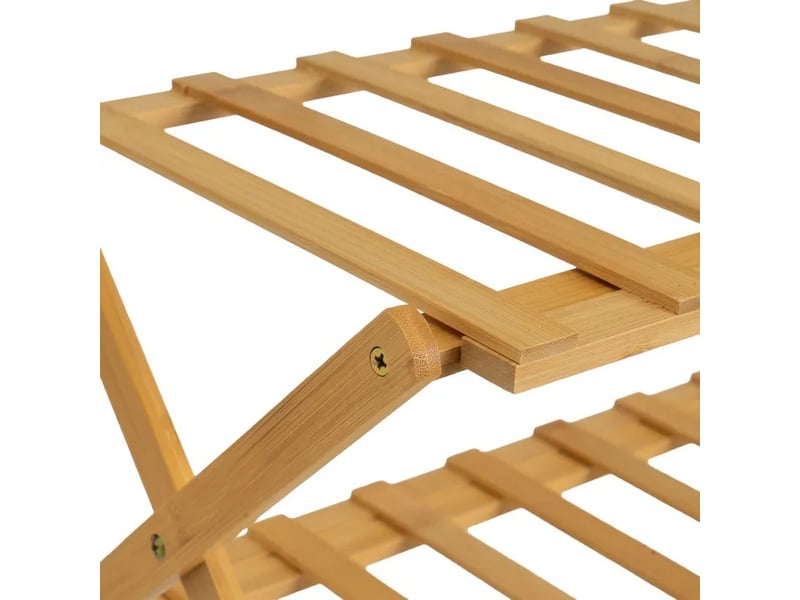  Étagère à chaussures pliable 2 niveaux en bambou naturel, capacité 6 paires - longueur 68 x profondeur 25 x hauteur 24 cm  - Conforama D