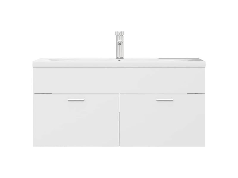 Armoire d'évier avec lavabo intégré, cabinet de salle de bain blanc aggloméré cf65592 - Conforama D