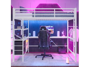 Lit mezzanine 140x200 cm OKWISH   coloris blanc