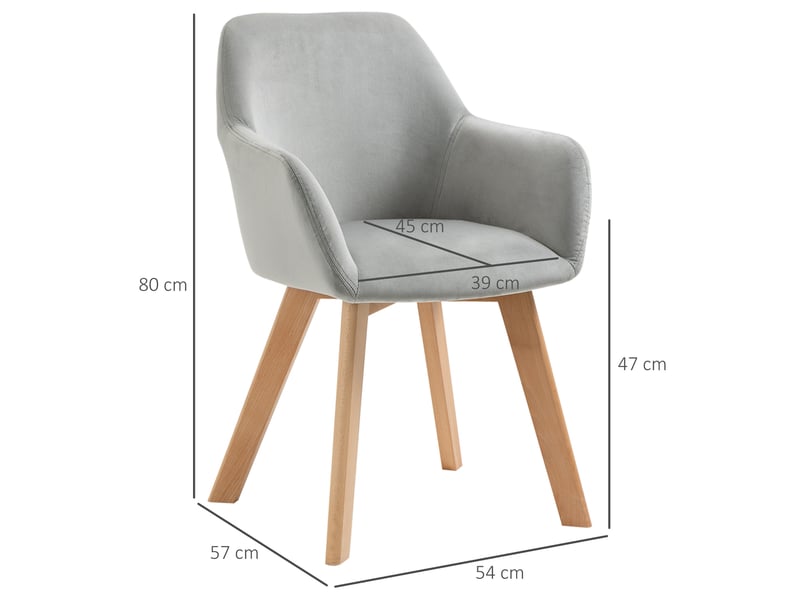  Lot de 2 chaises de salle à manger avec accoudoirs et dossier gris  - Conforama C