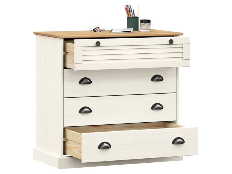  Commode, armoire à tiroirs bureau vigo blanc 80x40x76 cm bois massif de pin  - Conforama C